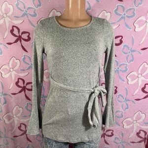 Hello Miz Maternity Grey Belle Sleeve Blouse Size Small Womens